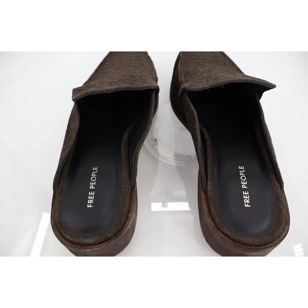 Free People Dark Brown Leather Slip-On Mules - Picture 8 of 11
